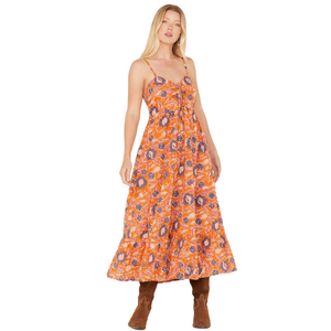 Cleobella New Womens Size M Oliana Cotton Midi Dress in Tropique‎ Orange Floral